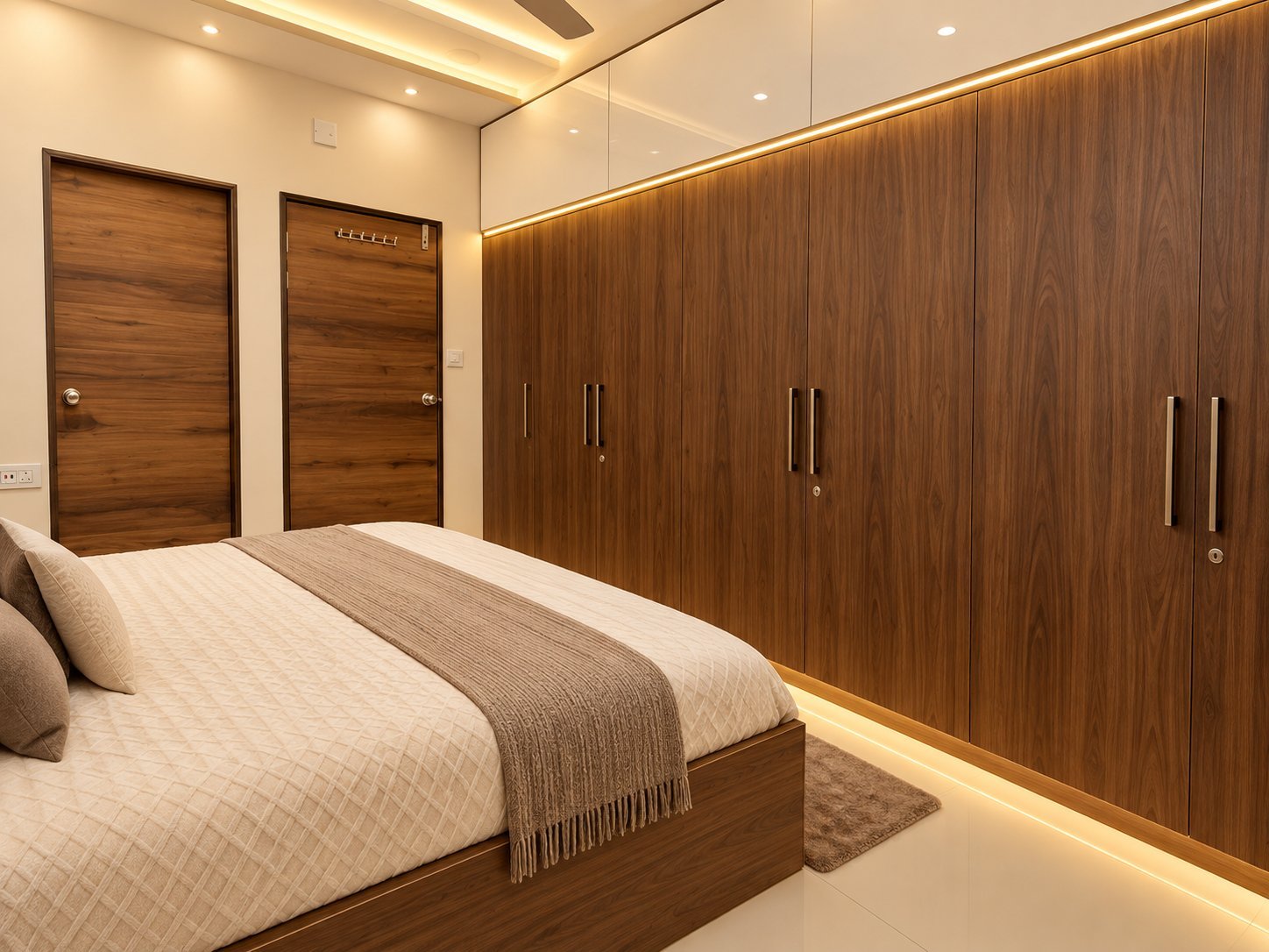 Walnut Wardrobe with White Gloss Loft by Bosk Furniture, Bhavnagar