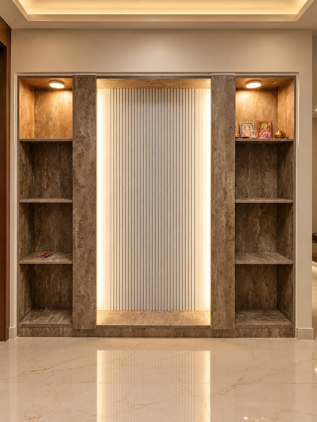 Backlit Fluted Display Unit by Bosk Furniture, Bhavnagar