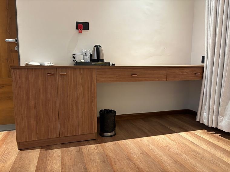 Tea and coffee console with cabinet storage and slim drawers - Nath Hills - Villa Suite Interiors by Bosk Furniture